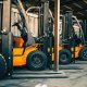 Background,Of,A,Lot,Of,Forklifts,,Reliable,Heavy,Loader,,Truck.